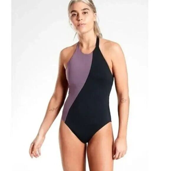 Athleta Other - Athleta One Piece Swimsuit XS NWT Freestyle Asym Colorblock High-Neck